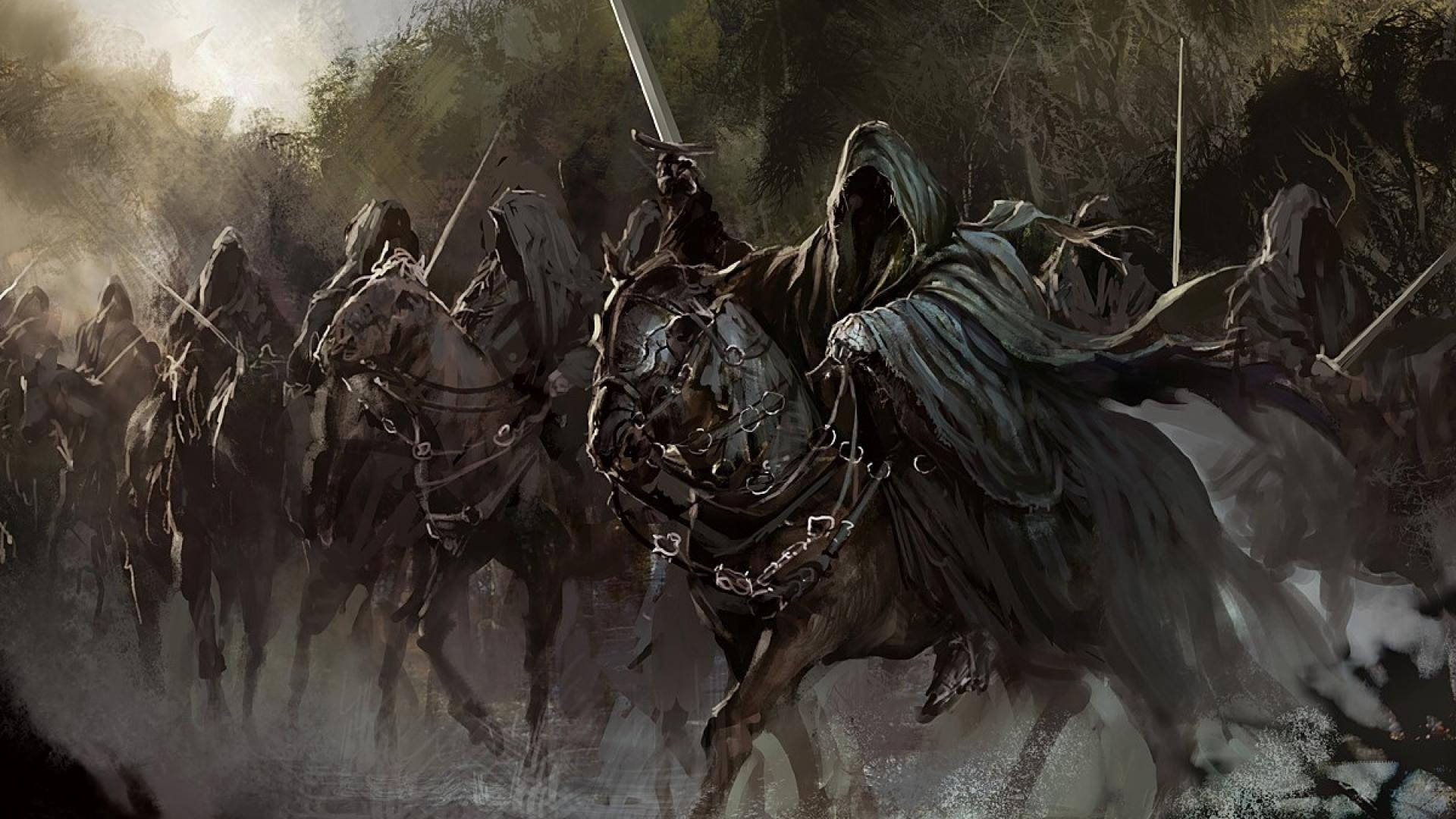 Lord Of The Rings Landskab Heste Tapet Wallpaper