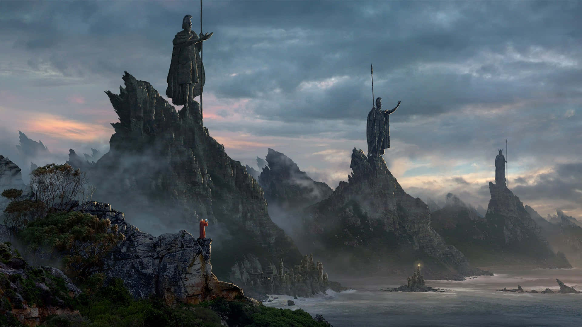 Lord Of The Rings Númenor Statue Cliff Wallpaper