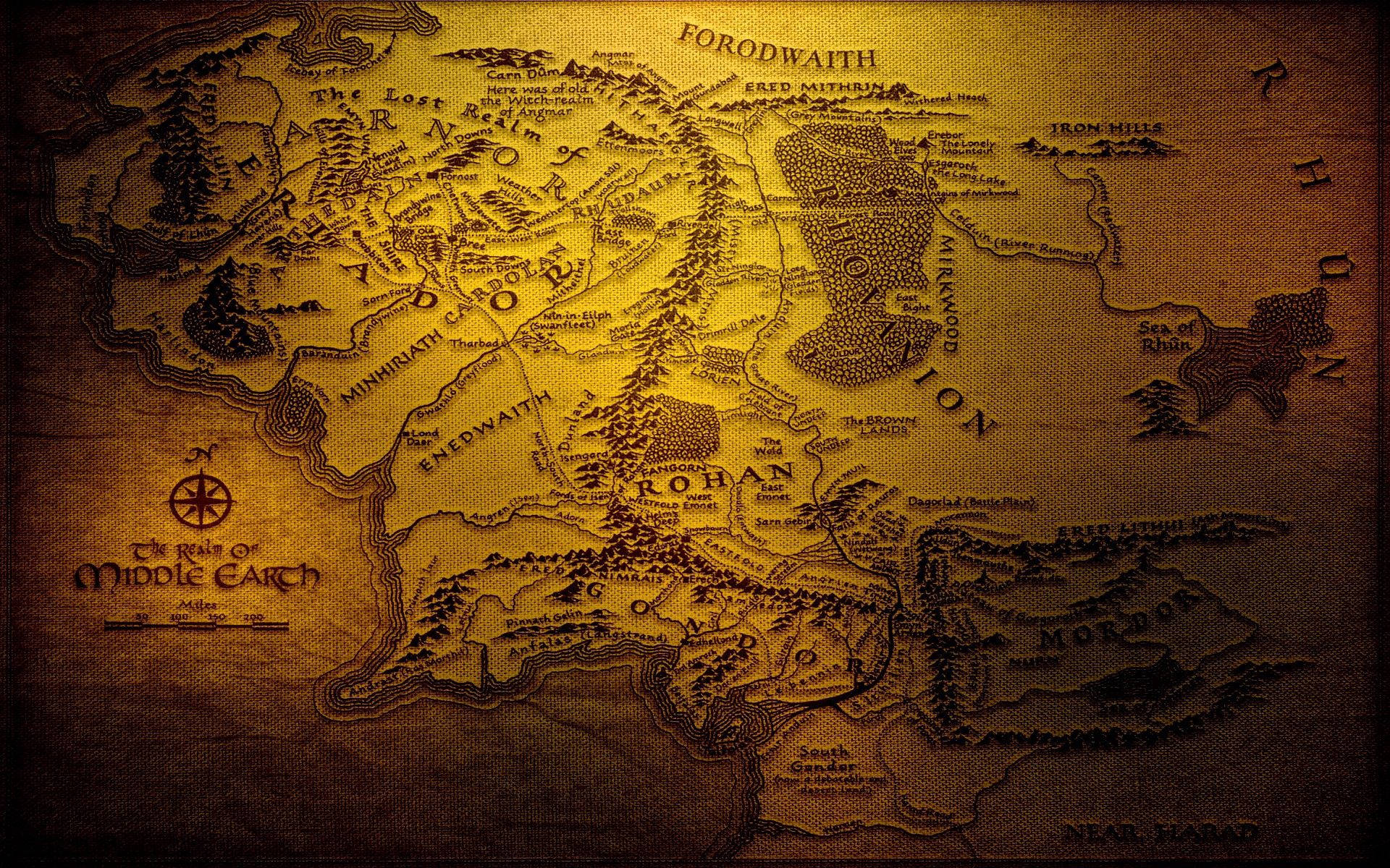 Lord Of The Rings Yellow World Map