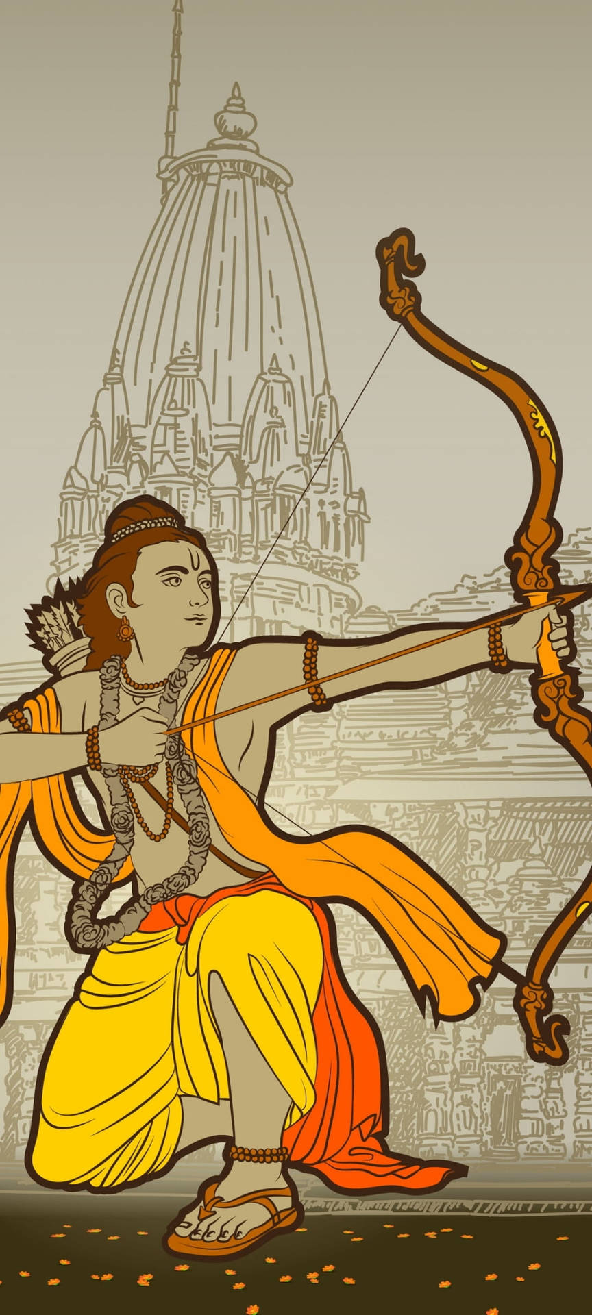 Lord Rama Colored Drawing Wallpaper