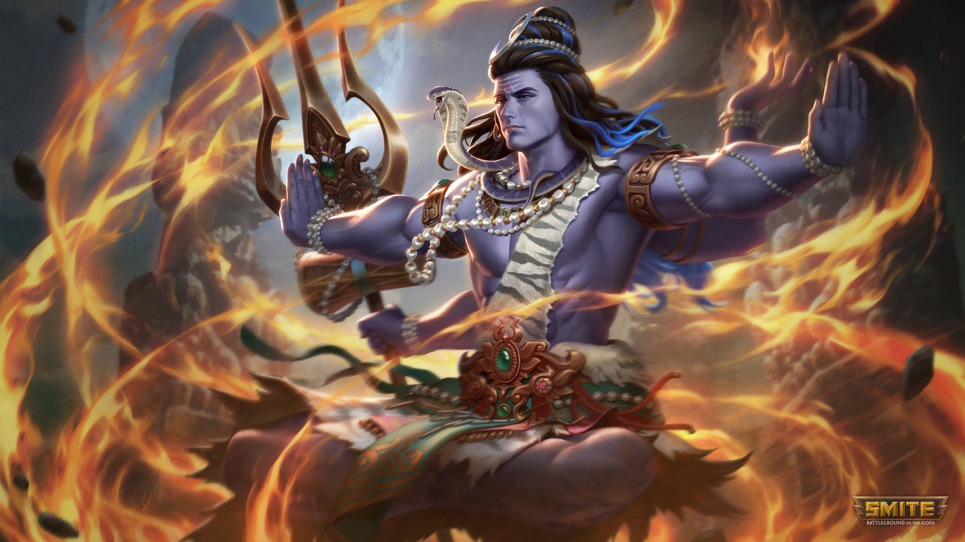 Lord Shiva 4k Omgivet Af Flammer Wallpaper