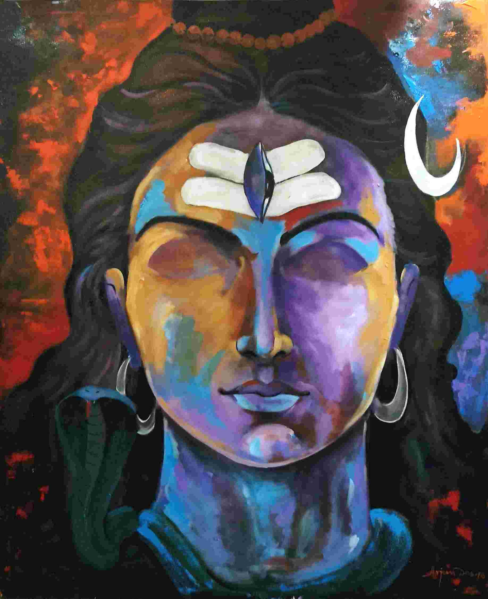Furious Expression of Lord Shiva in Abstract Art Wallpaper