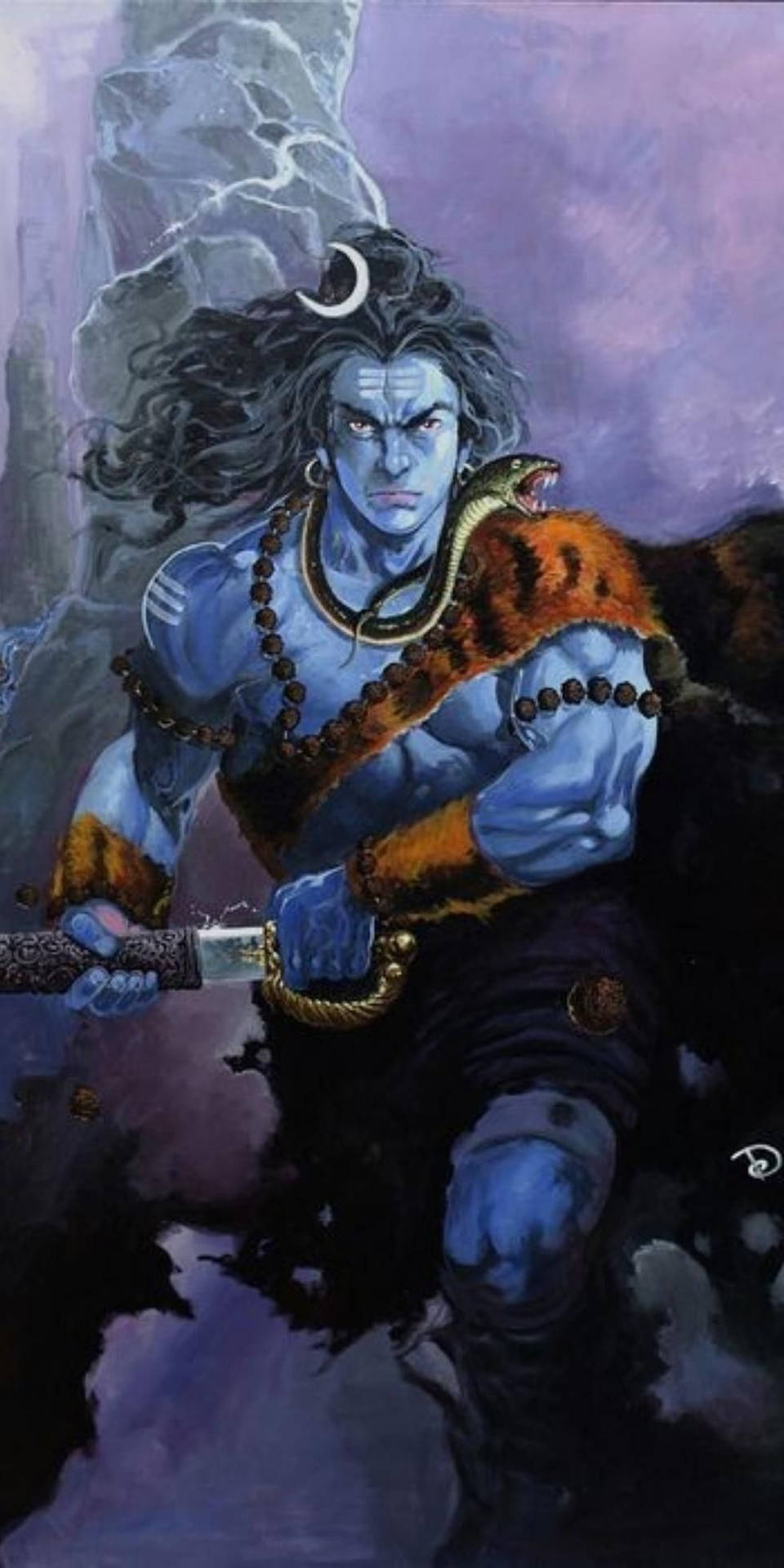Download Lord Shiva Angry Blue Rudra Wallpaper | Wallpapers.com