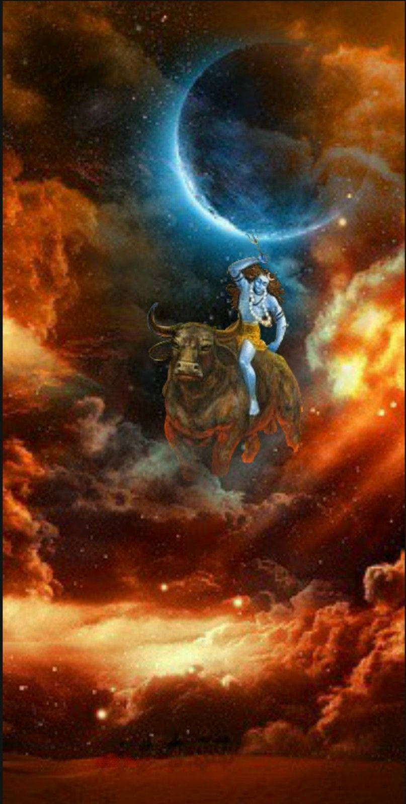 Download Lord Shiva Angry Brown Sky Nandi Wallpaper 
