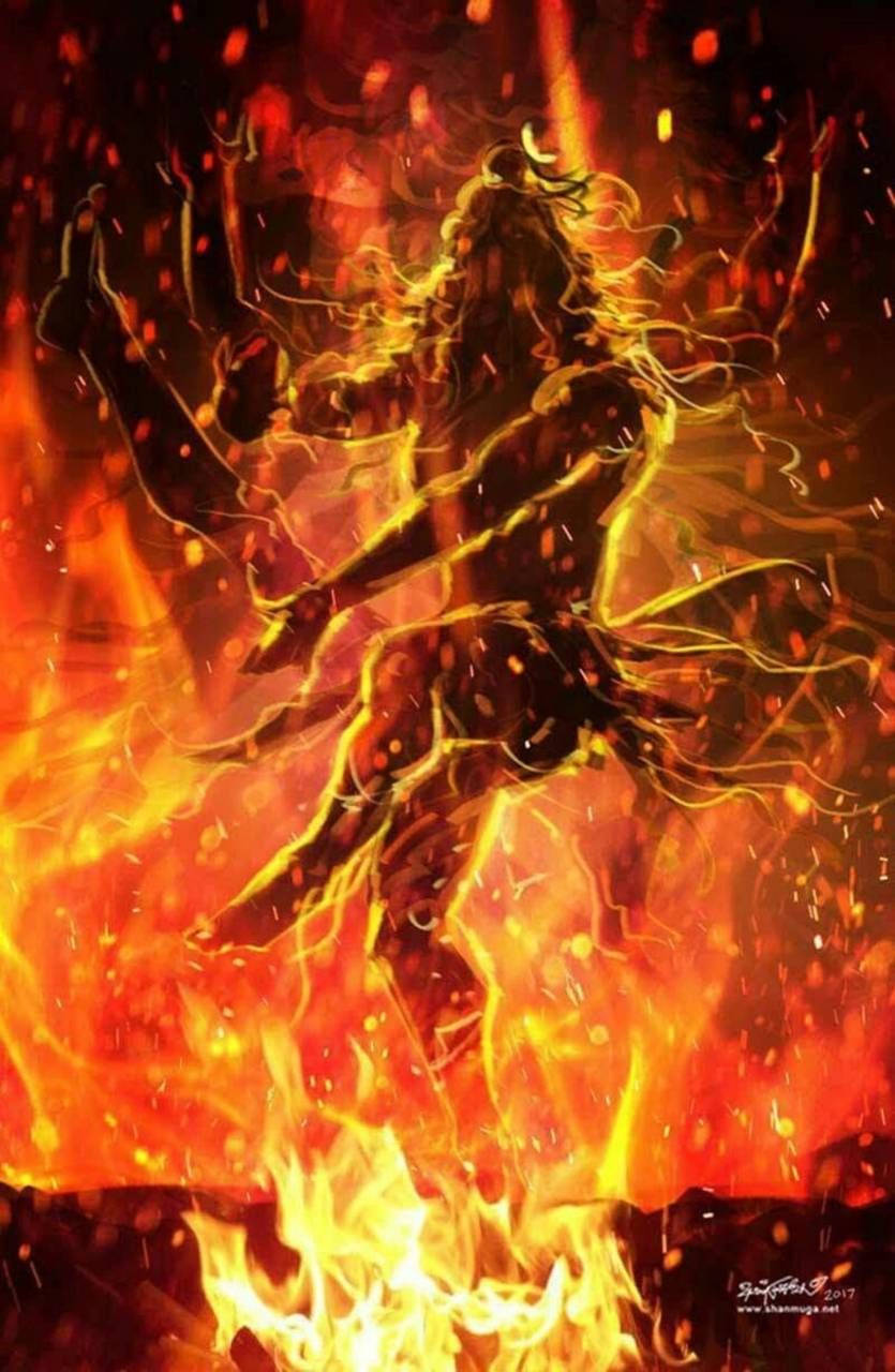 Download Lord Shiva Angry Rudra On Fire Wallpaper | Wallpapers.com