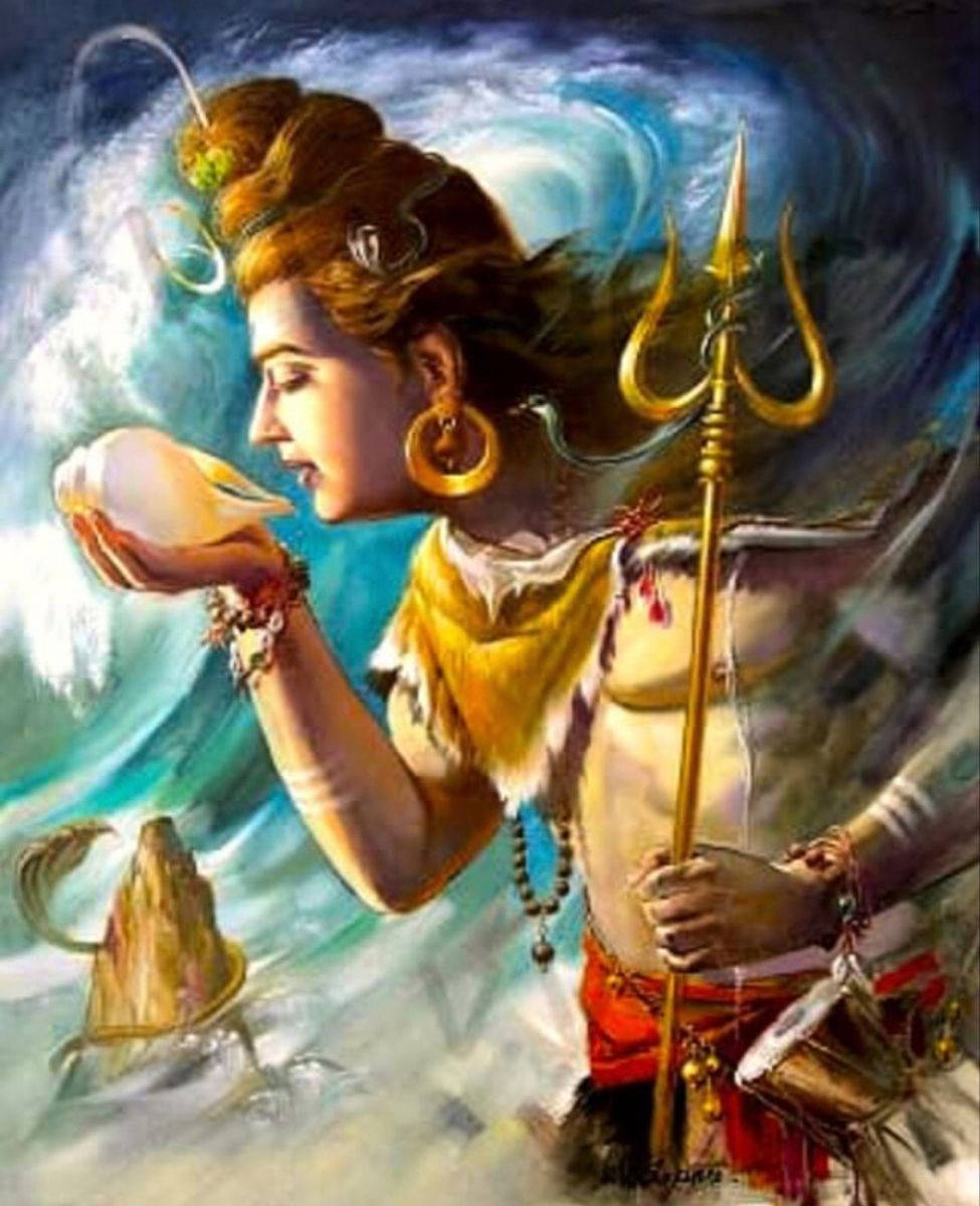 Download Lord Shiva Angry With Conch Shell Wallpaper | Wallpapers.com