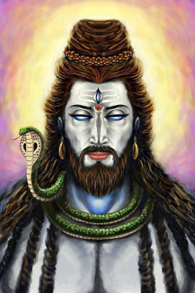 Download Lord Shiva Angry With Green Snake Wallpaper | Wallpapers.com