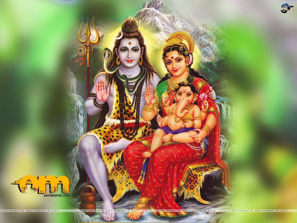 Lord Shiva-familie Med Ganesha Wallpaper