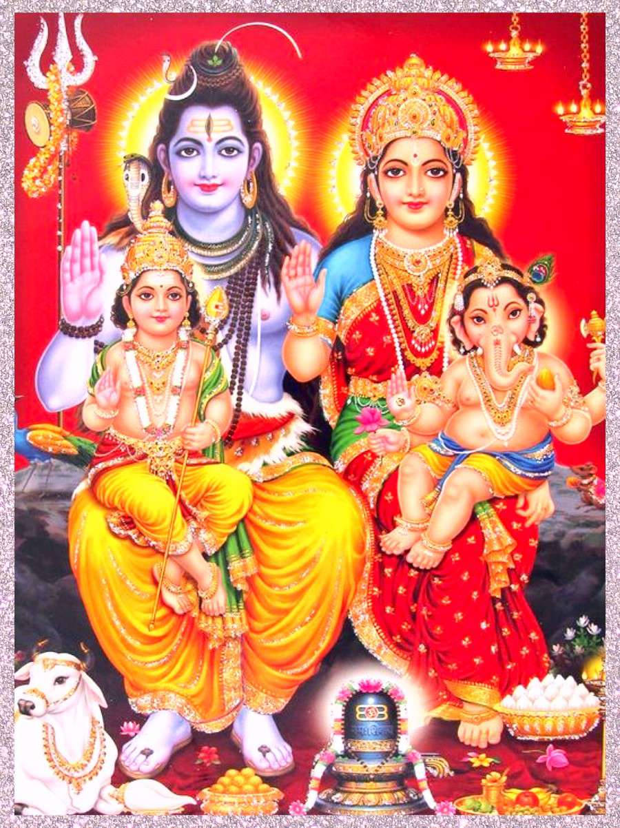 Lord Shiva Familie Hindu Guder Papir Tapet Wallpaper