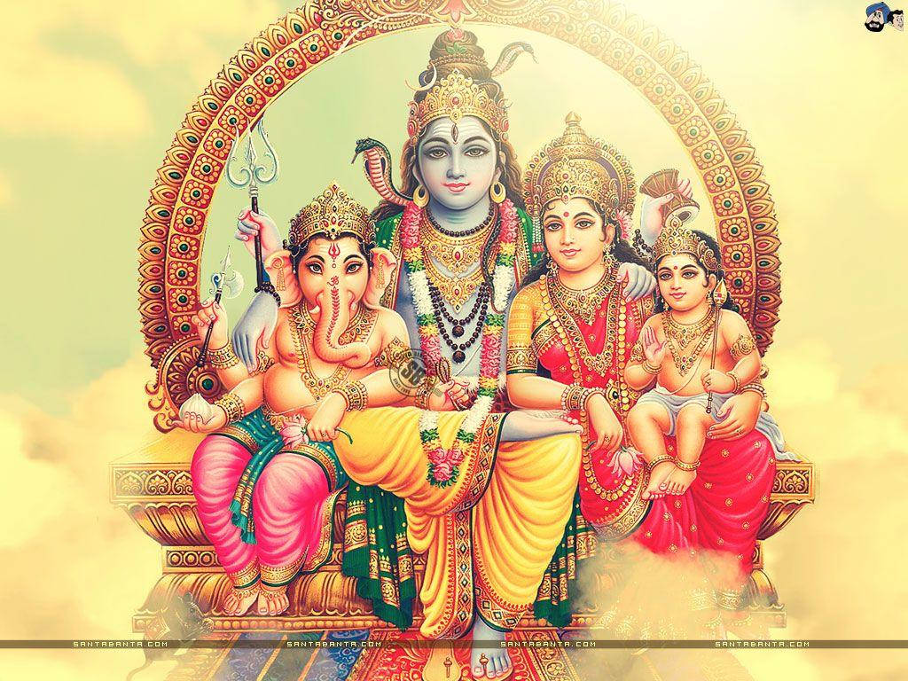 Download Lord Shiva Family On Clouds Wallpaper | Wallpapers.com