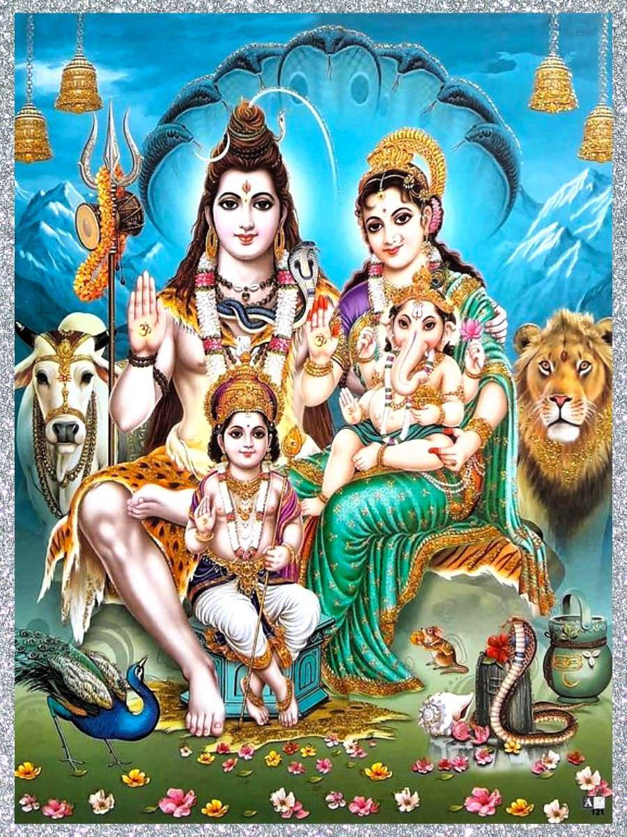 Download Lord Shiva Family With Exotic Animals Wallpaper ...