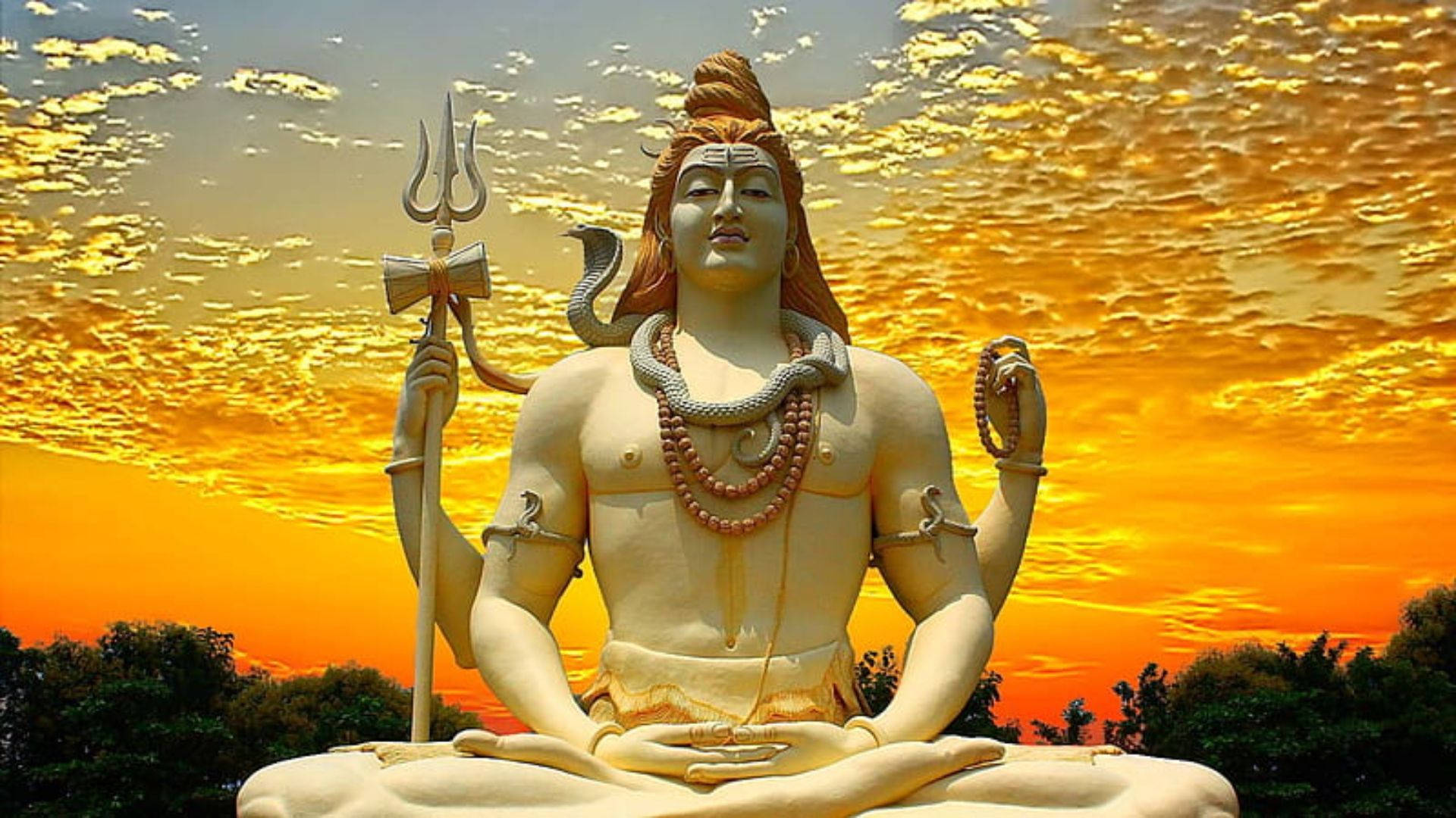 Lord Shiva Hd Sunset Statue Wallpaper