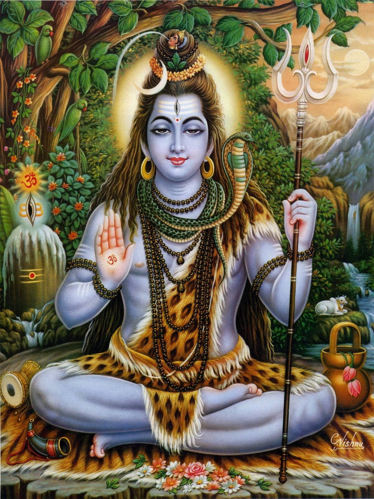 Lord Shiva i Naturen Tapet Wallpaper