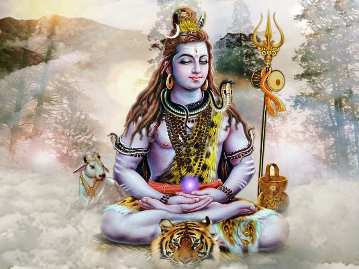 Download Lord Shiva Sitting In The Forest With A Tiger ...