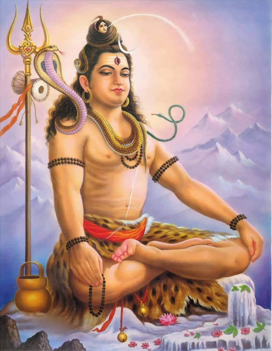 Lord Shiva In Meditation On The Mountain