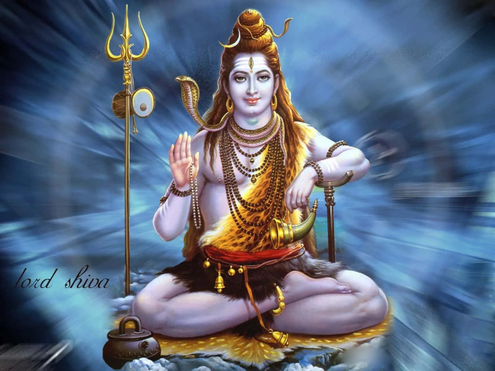 Lord Shiva Sitting On The Ground With His Hands In His Lap