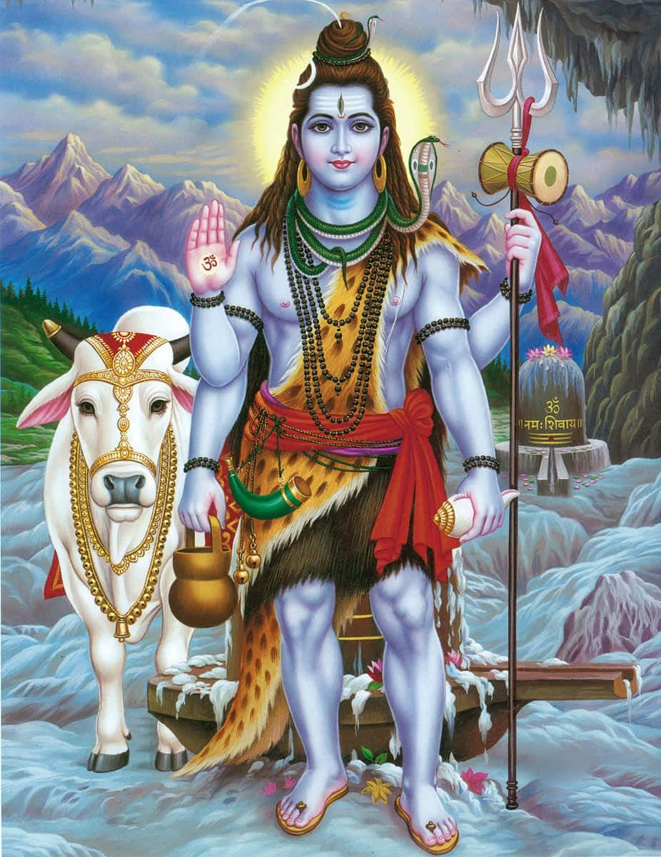 Lord Shiva With Cow And A Horn