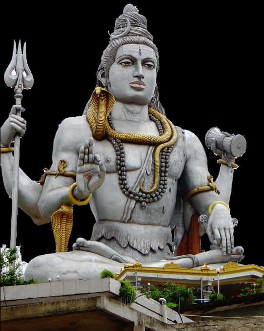 Lord Shiva Statue Majestic Pose PNG