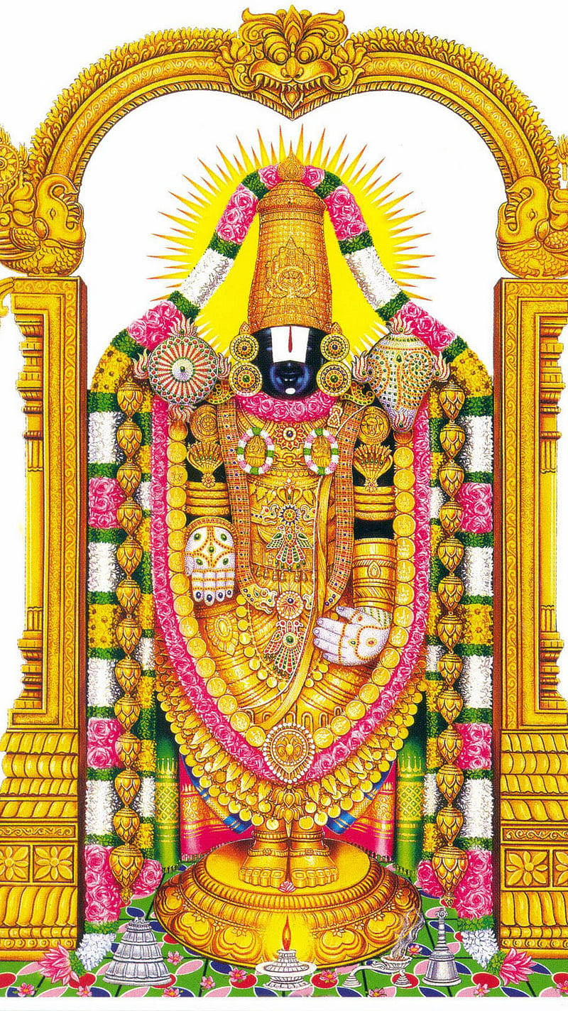 Lord Venkateswara 4k In Gold Wallpaper