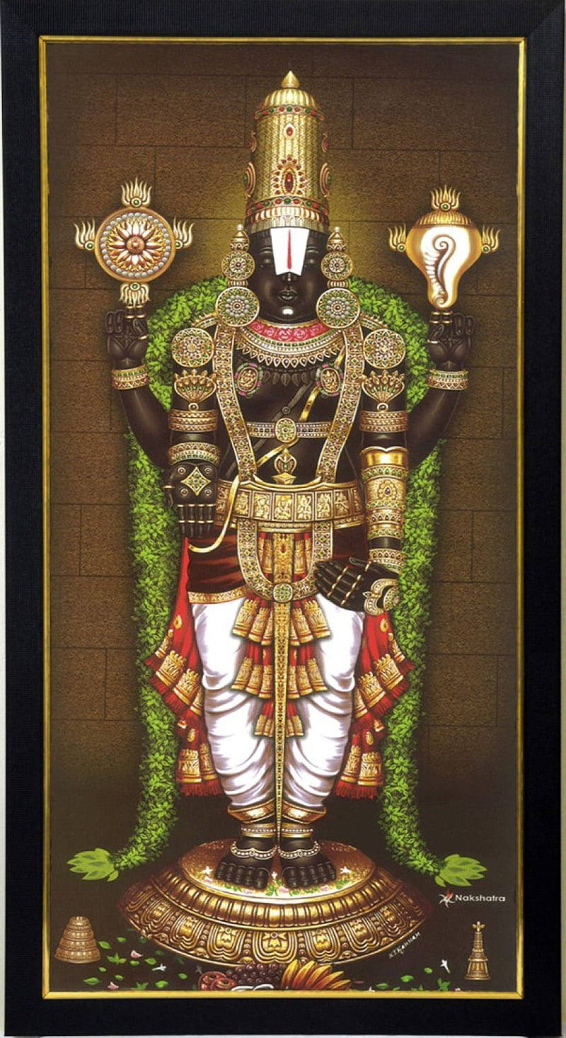 Download Lord Venkateswara 4K With Disc And Conch Wallpaper ...