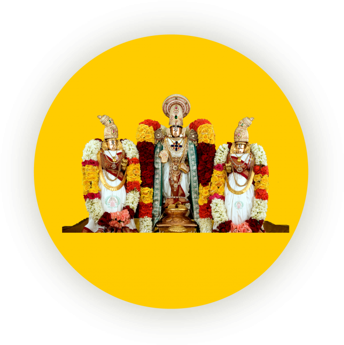 Lord Venkateswara Flankedby Deities PNG