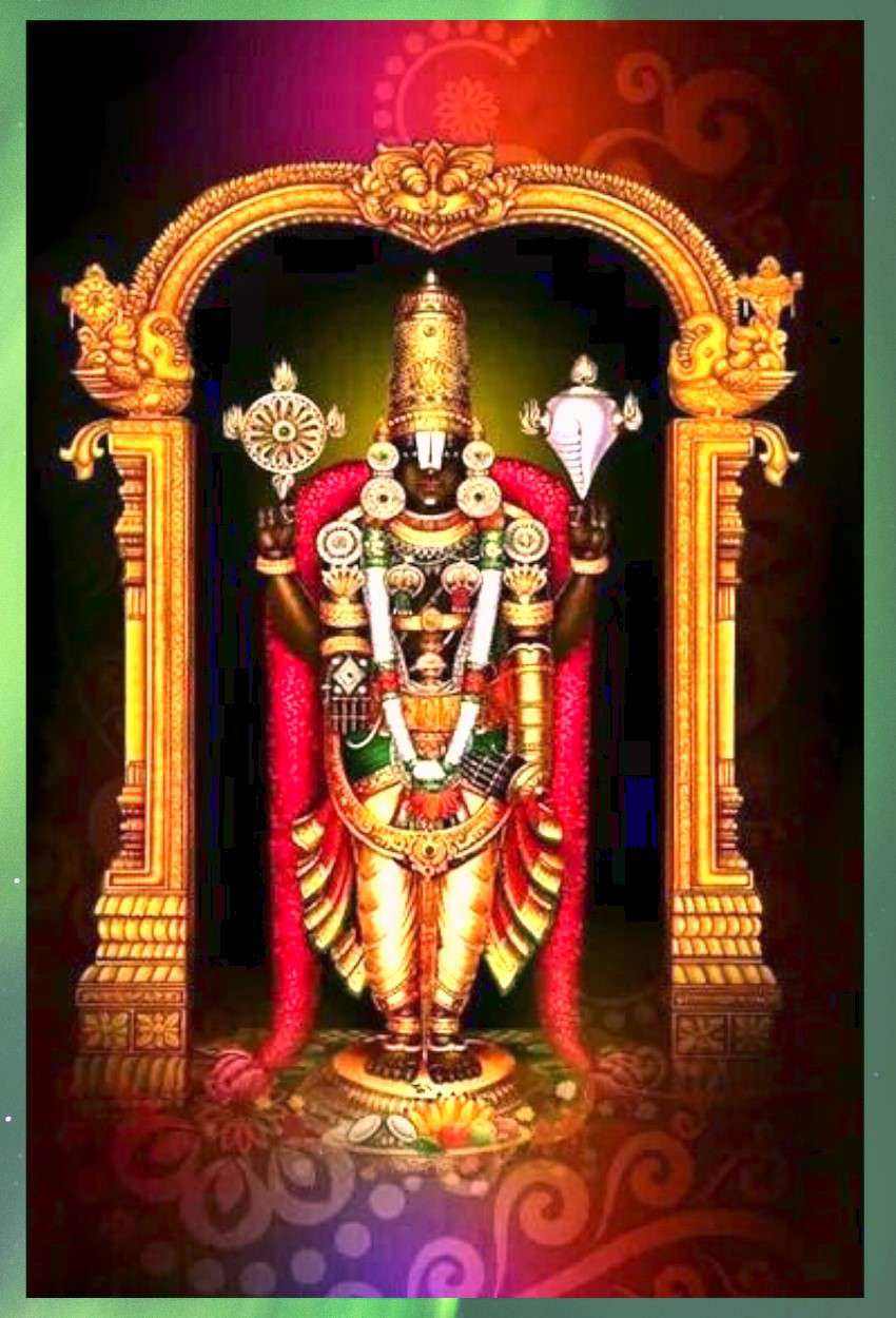 Download Lord Venkateswara With Red Patterns Wallpaper ...