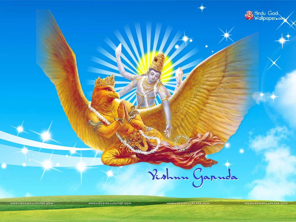 Lord Vishnu Riding On Garuda Background
