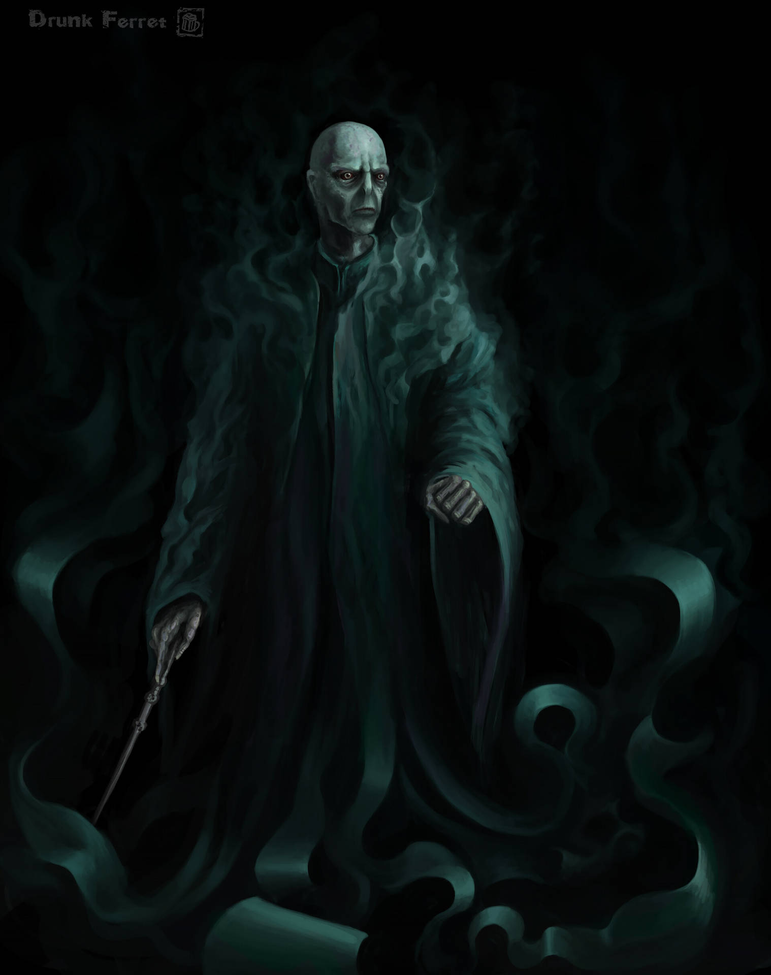 Herre Voldemort Sort Besværgelse Tapet Wallpaper