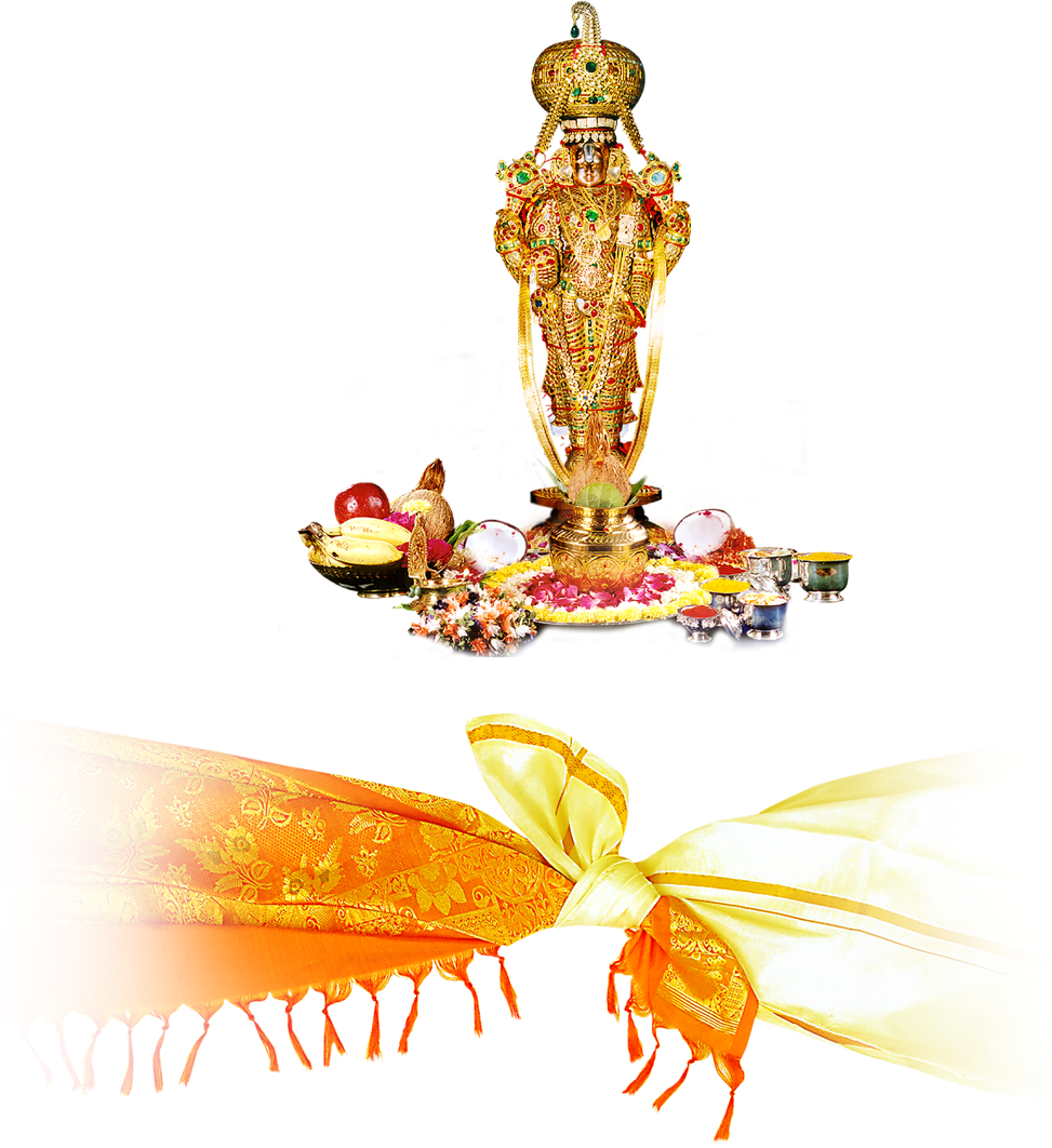 Lord_ Venkateswara_ Statue_and_ Offerings PNG