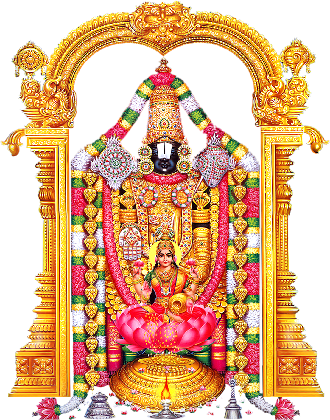Lord_ Venkateswara_and_ Goddess_ Lakshmi_ Artwork PNG