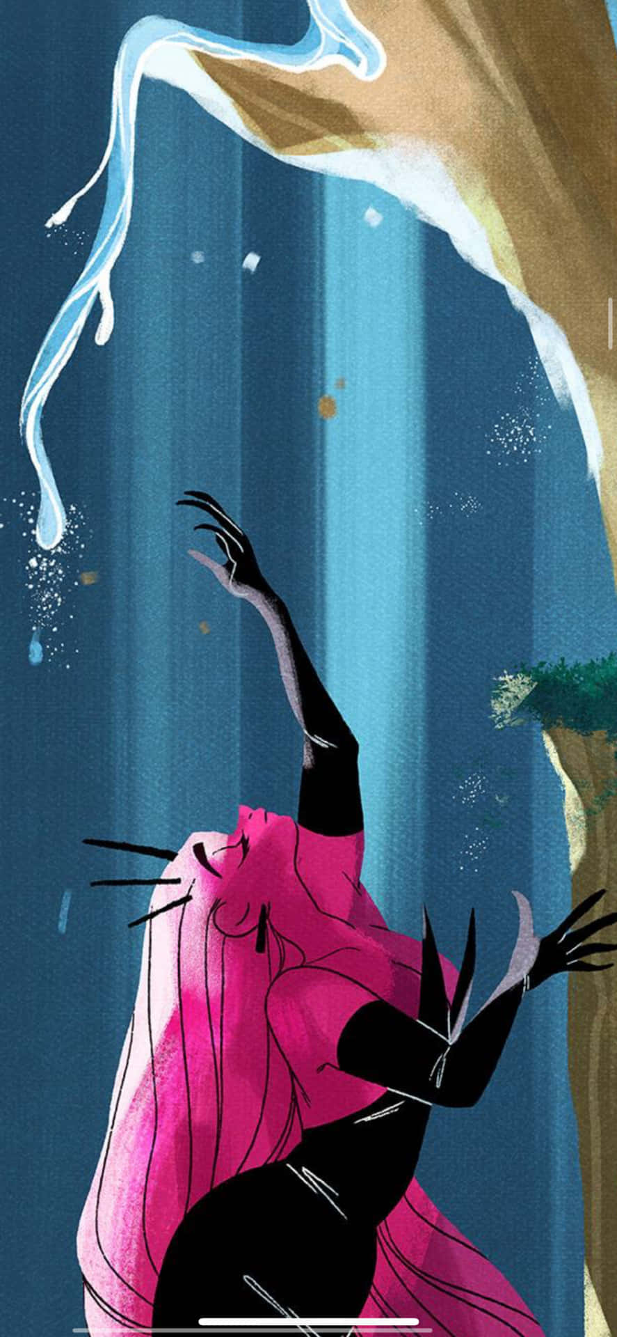 Einezeichentrickfigur Einer Meerjungfrau Mit Pinkem Haar. Wallpaper