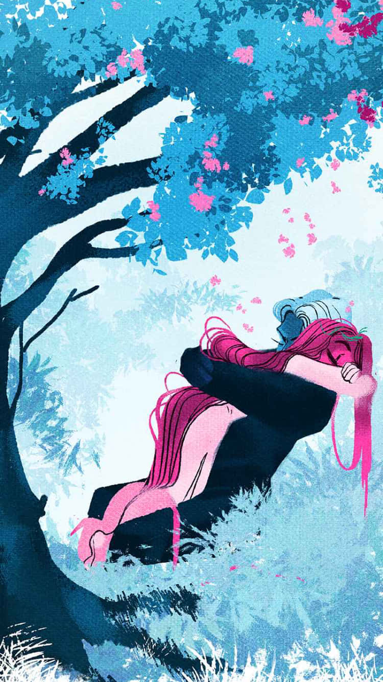 Lore Olympus Webtoon Hugging Under Tree Wallpaper