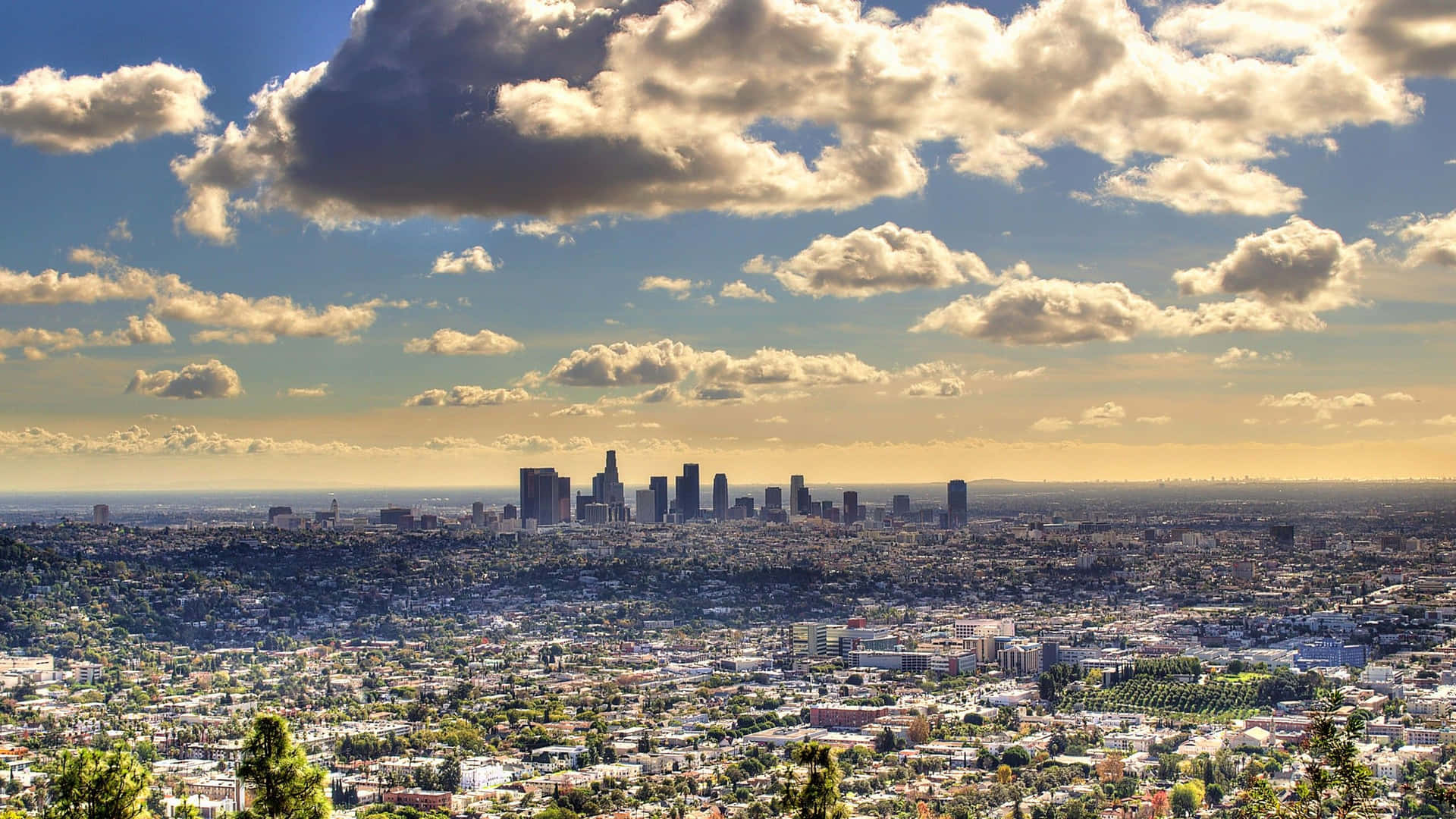 Sunset skyline of Los Angeles, California