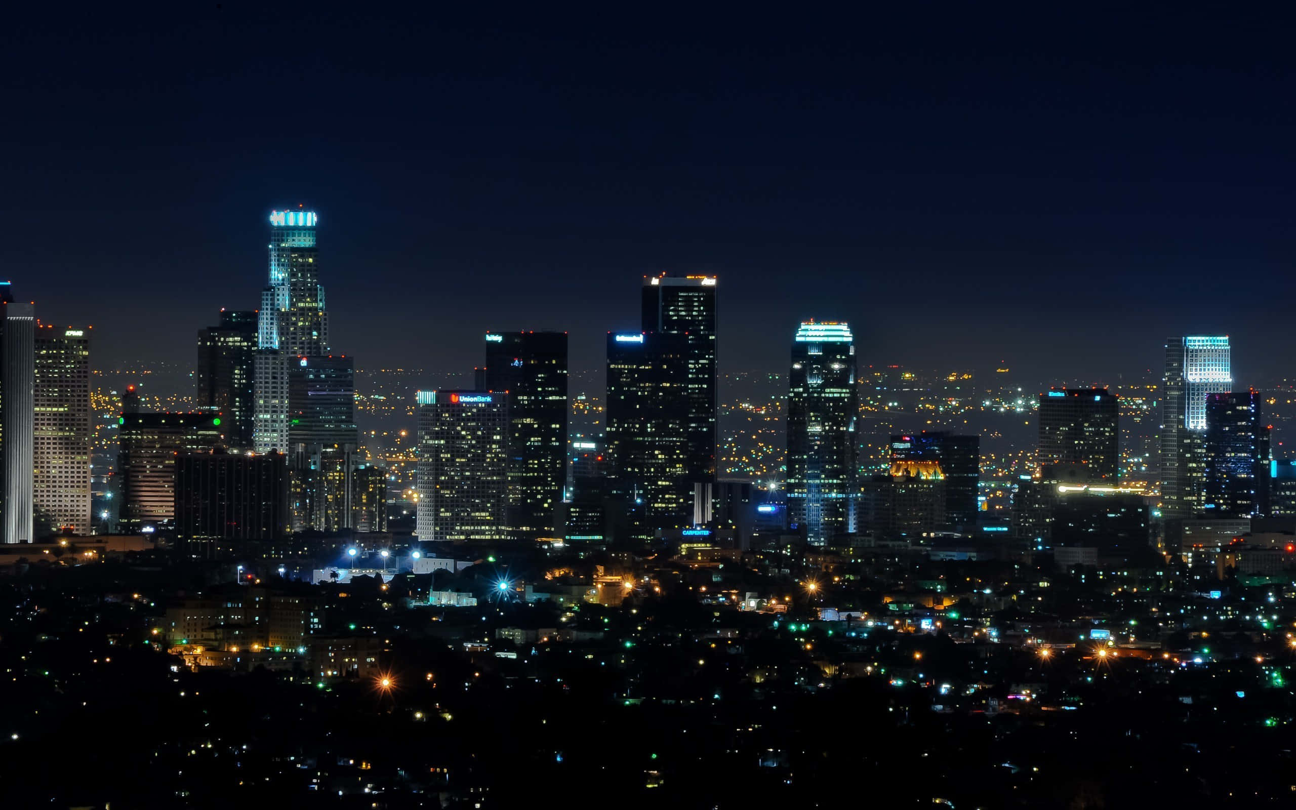 Stunning View of the Los Angeles Skyline at Sunset