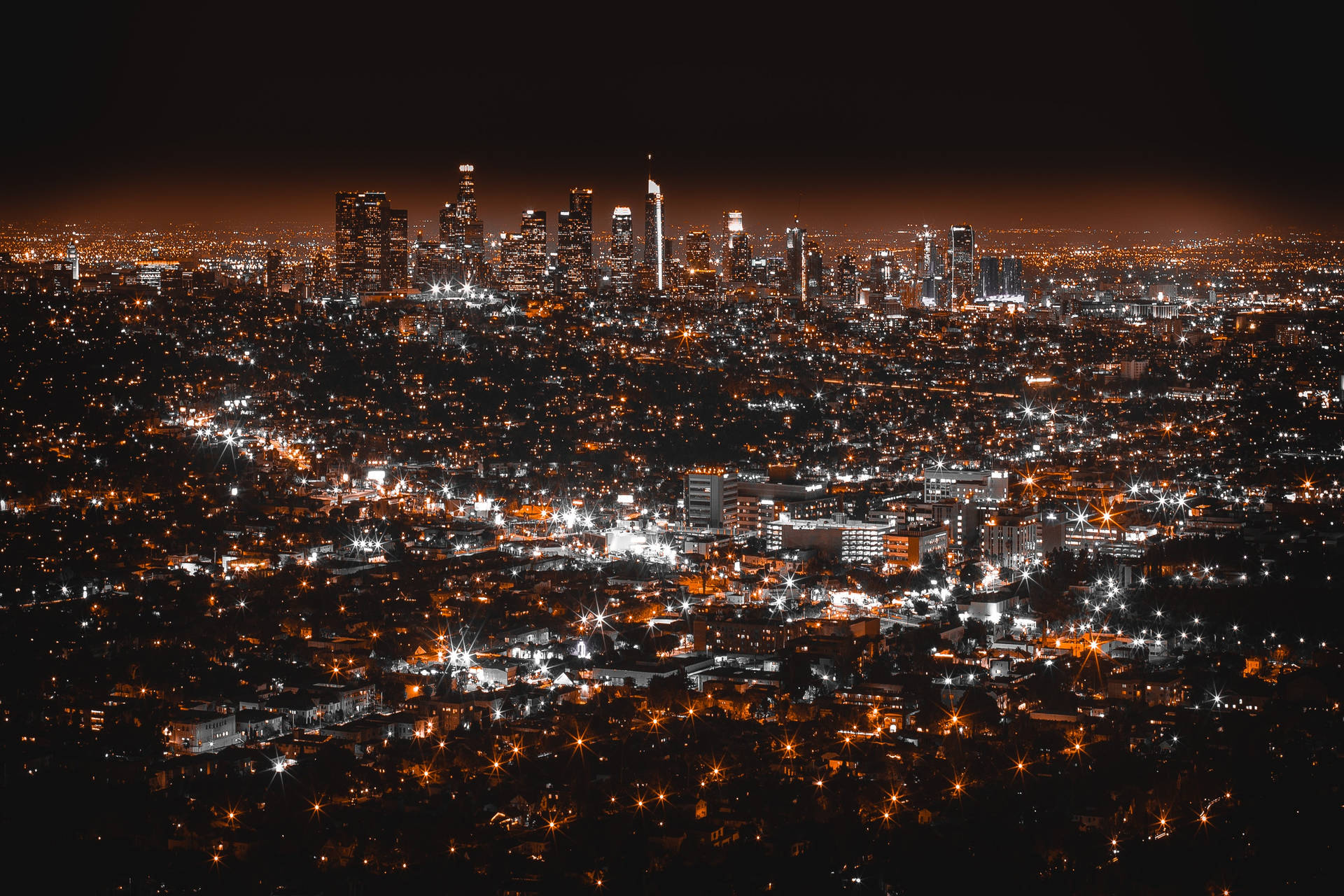 Los Angeles Aerial View At Night