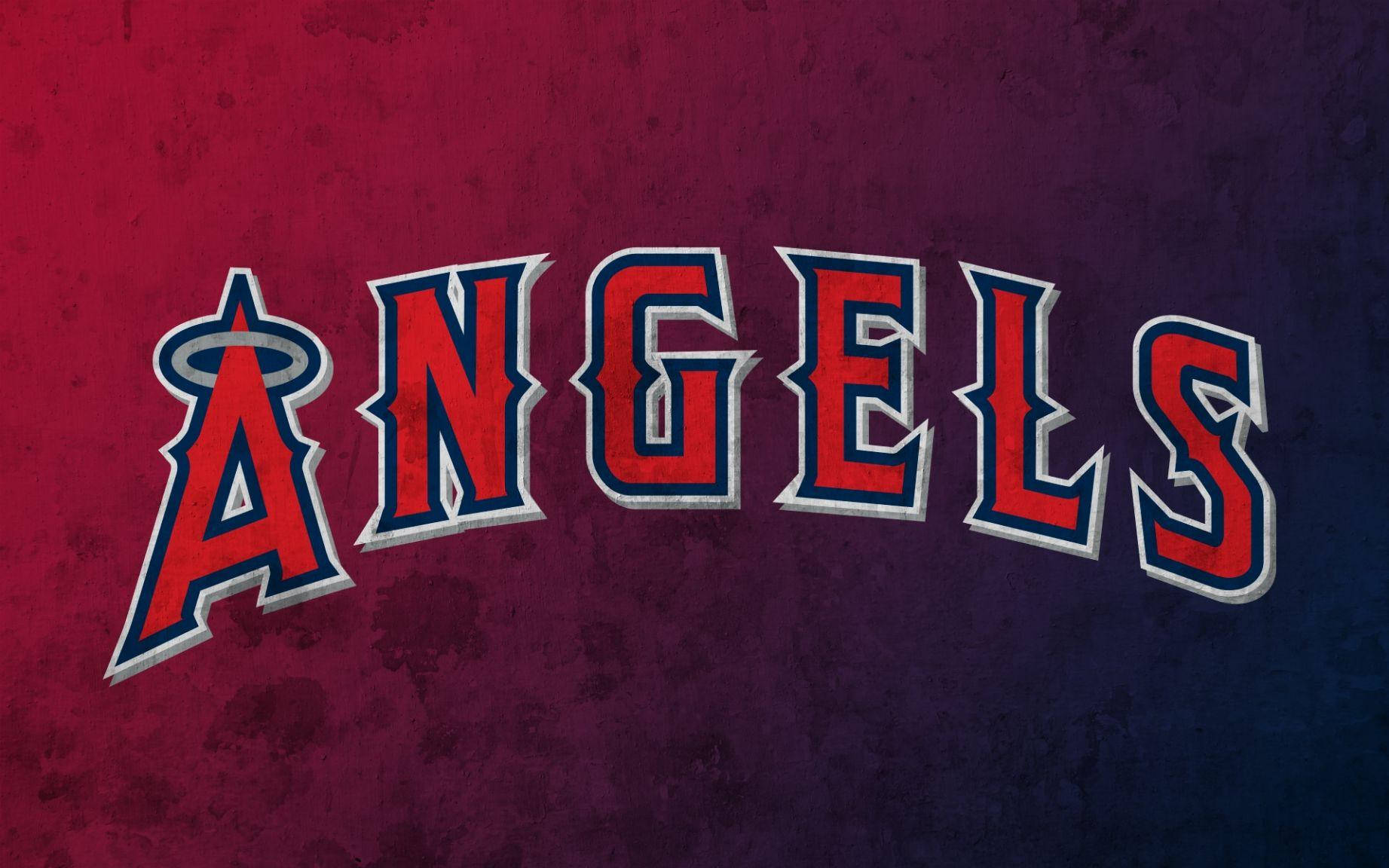 Los Angeles Angels Logo På Rød Og Blå Wallpaper