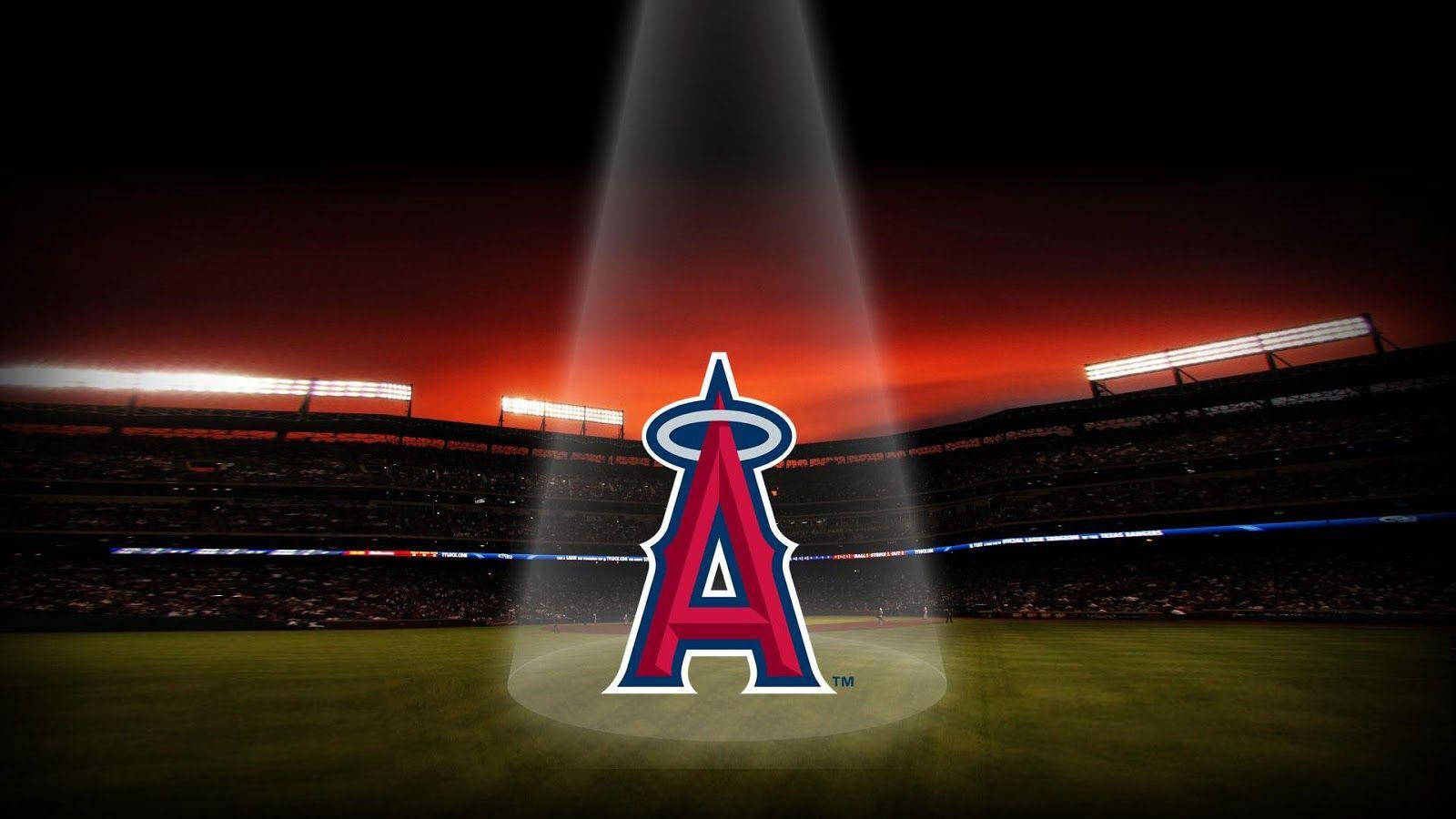 Los Angeles Angels Logo With Spotlight Wallpaper