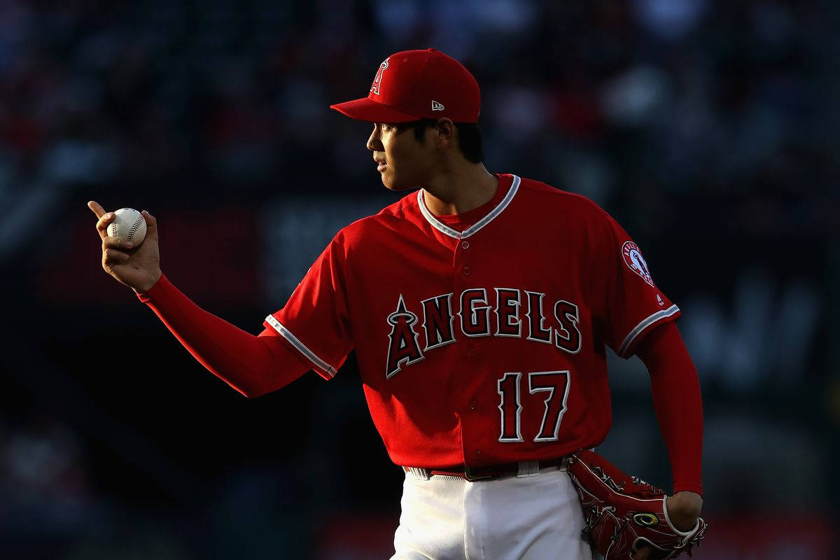 Download Los Angeles Angels Shohei Ohtani Holding Baseball