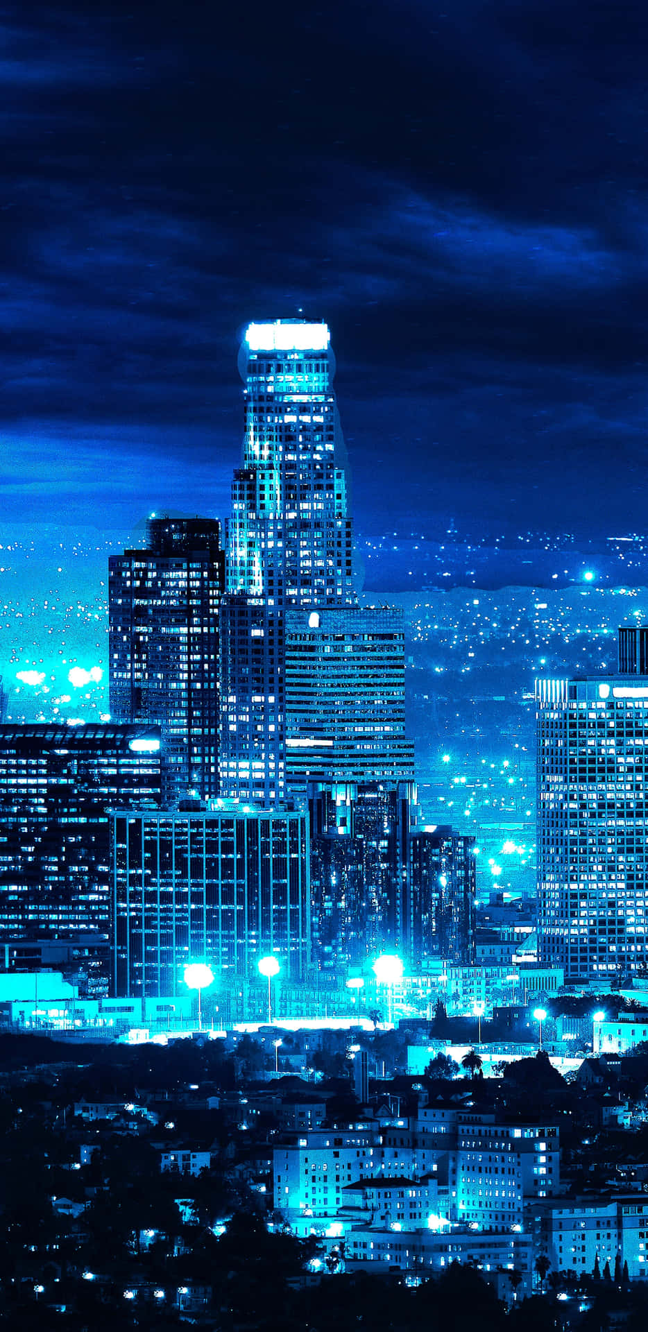 Los Angeles Blue City Skyline Wallpaper