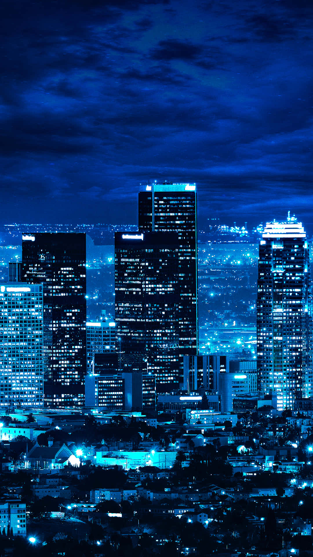 Los Angeles Blue Night Skyline Wallpaper