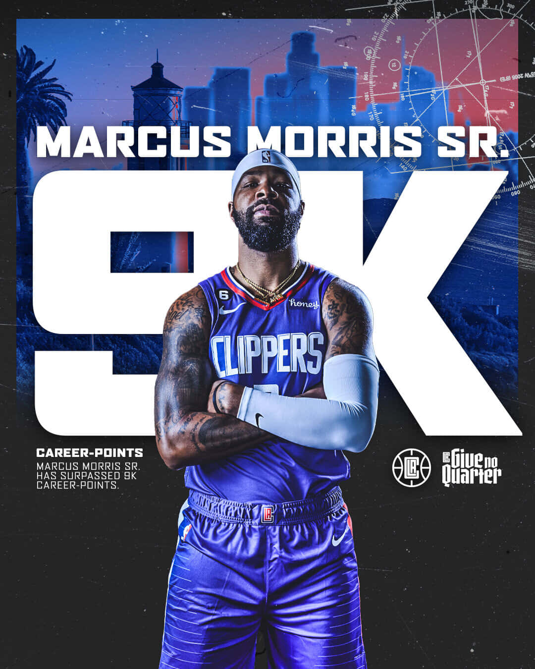 Los Angeles Clippers Marcus Morris Sr. 9000 Karriere Point Tapet Wallpaper