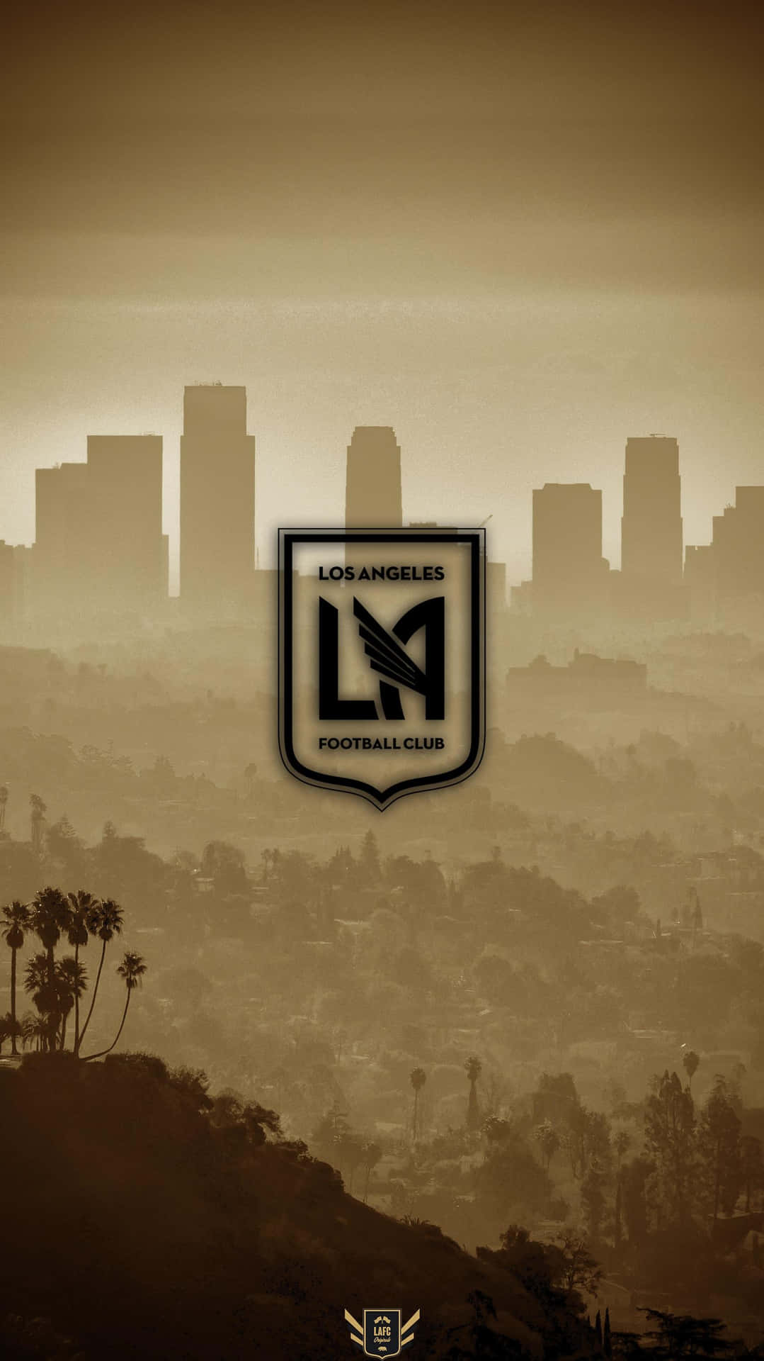 Artedigital Del Logotipo De Los Angeles Fc En Un Fondo De La Ciudad De Los Ángeles. Fondo de pantalla