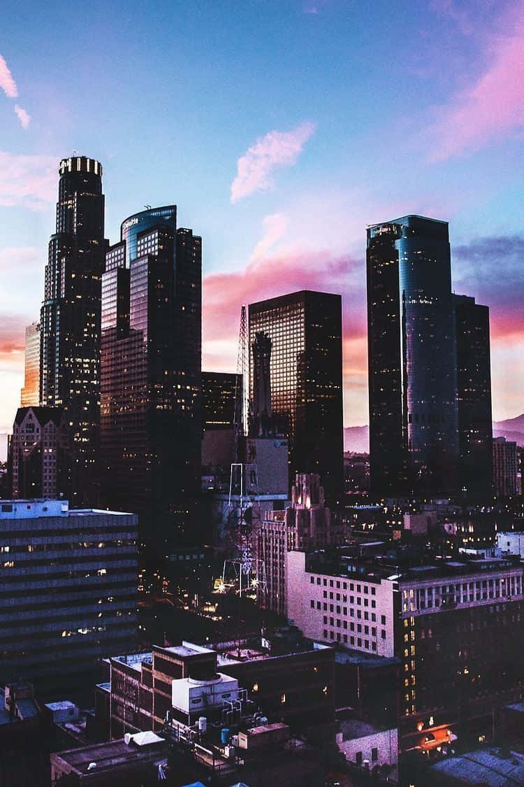 The vibrant lights of Los Angeles seen from iPhone Wallpaper