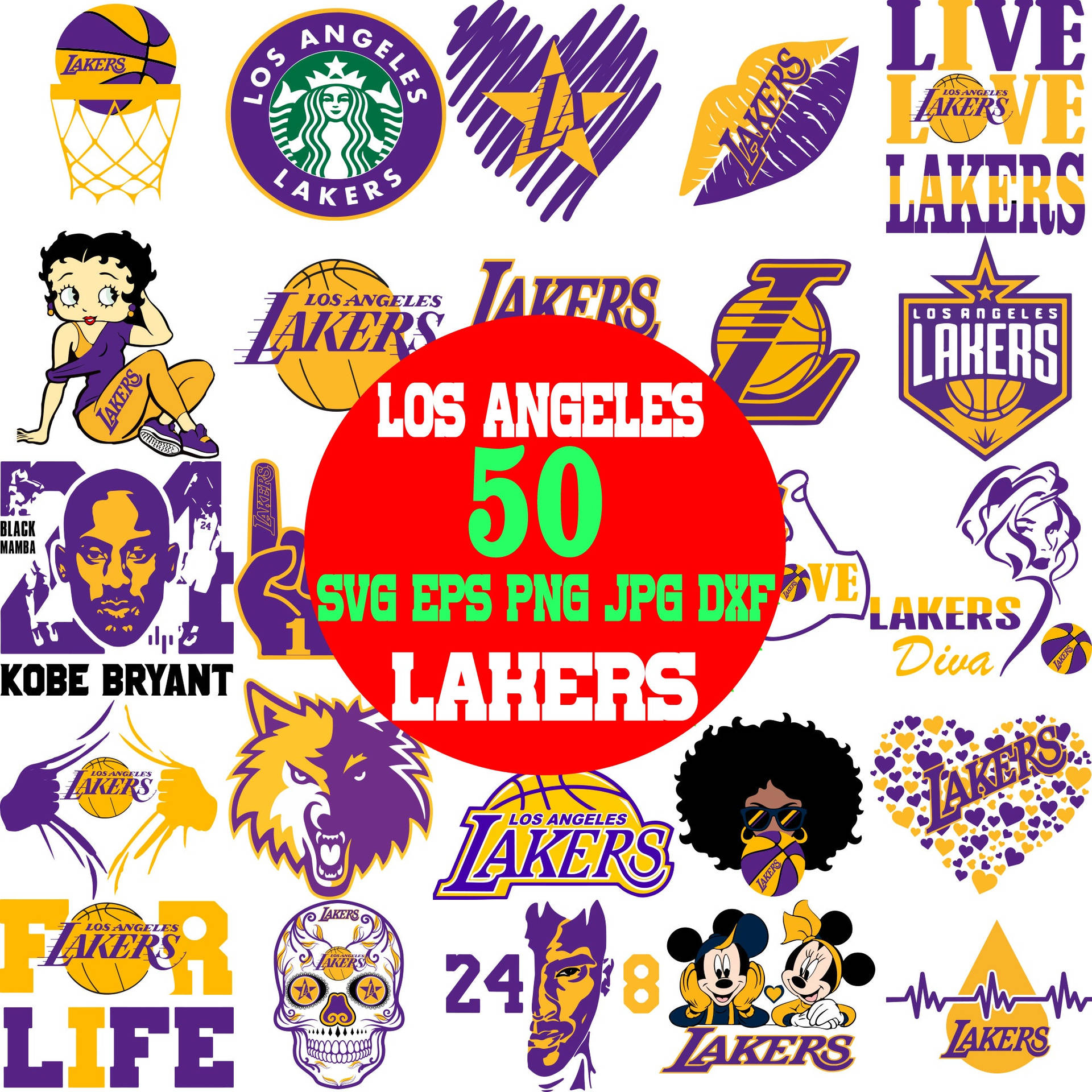 Los Angeles Lakers Iconic Stickers Wallpaper