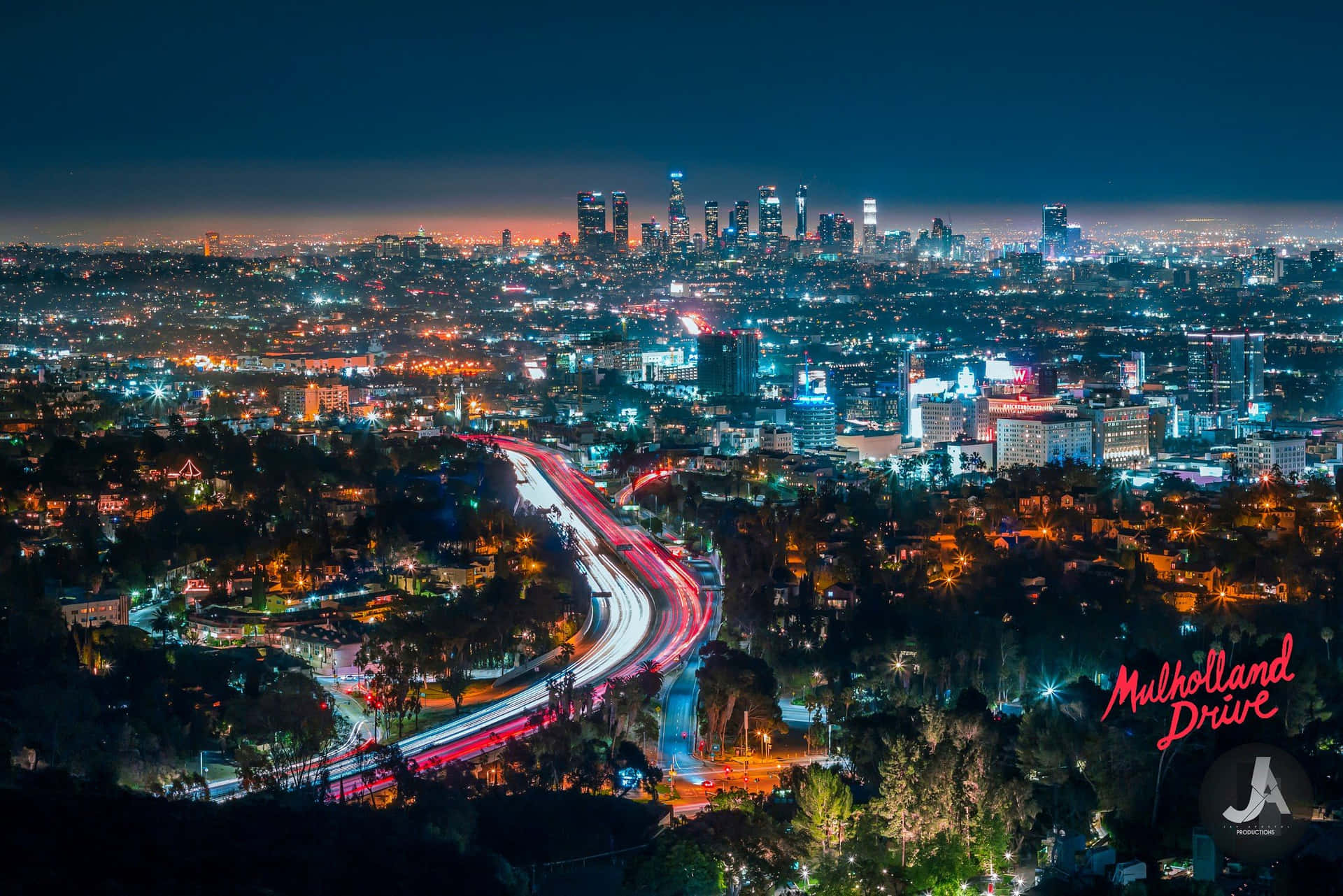 Los Angeles Night Road Skyline Wallpaper