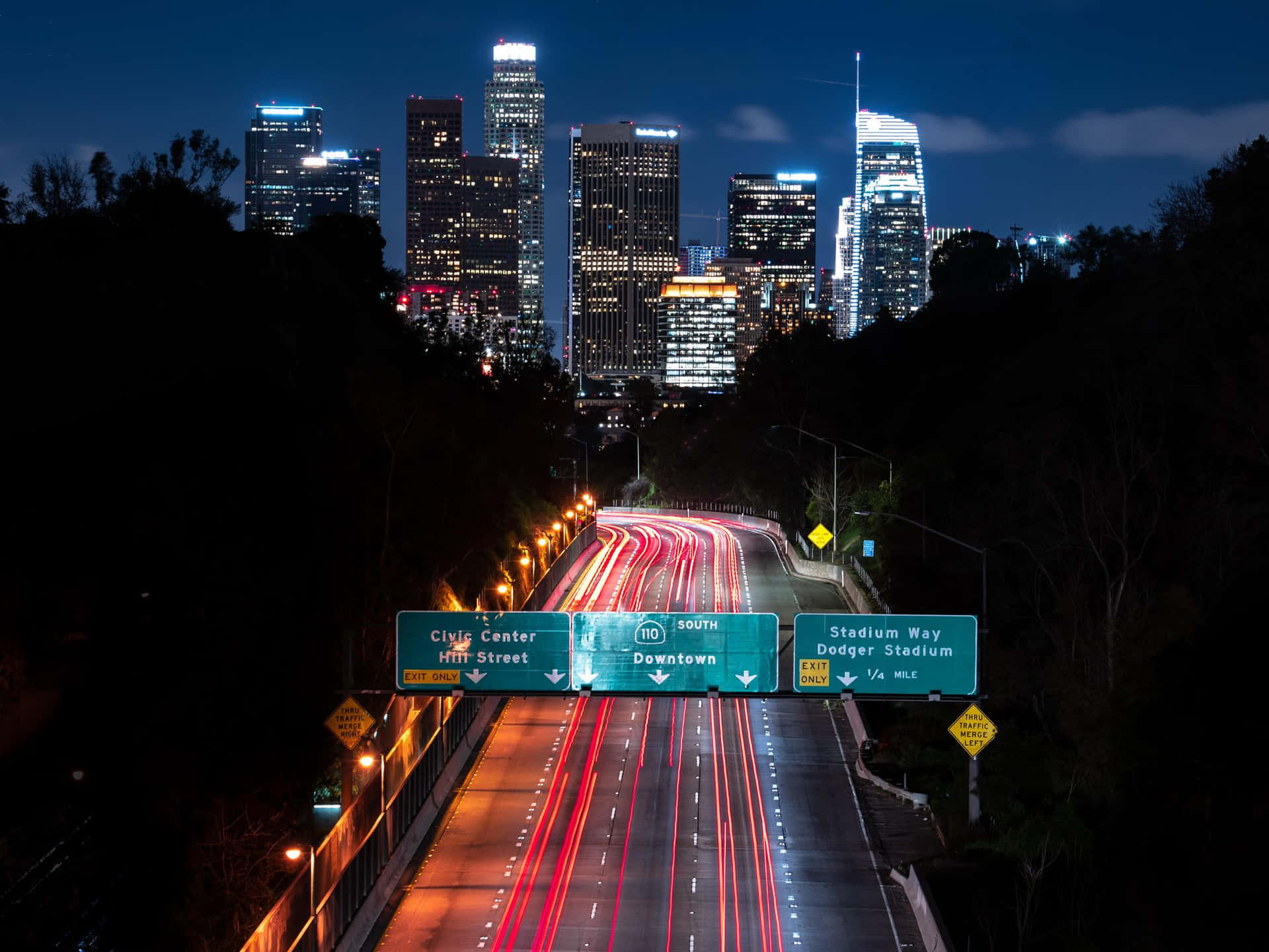 Los Angeles Night Street Skyline Wallpaper
