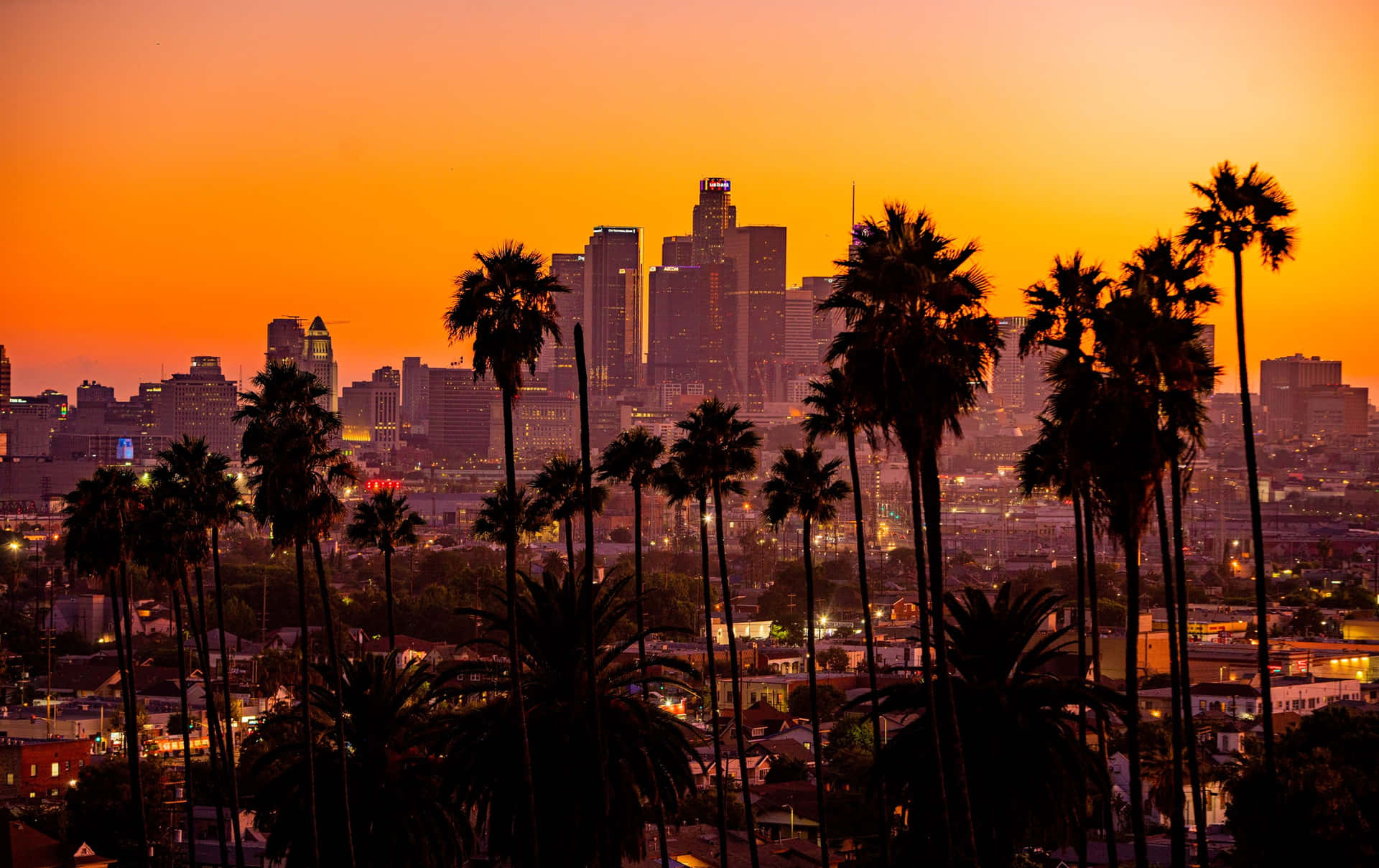 Los Angeles Orange Twilight Skyline Wallpaper