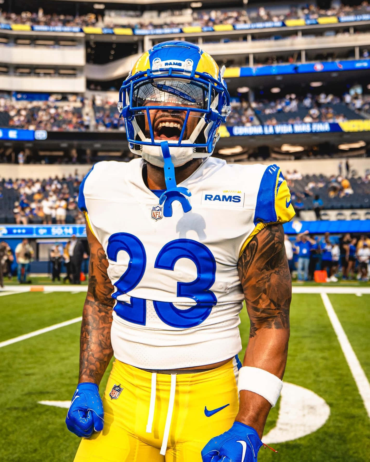 Los Angeles Rams Player Number23 Stadium Background Wallpaper