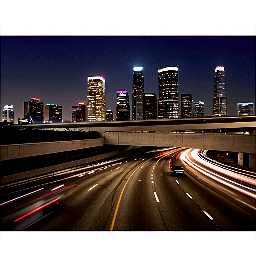 Los Angeles Skyline And Freeway Png Dbt44 PNG