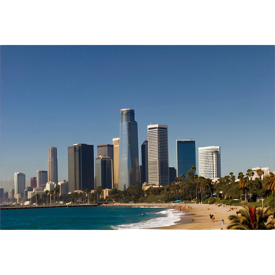 Los Angeles Skyline And Pacific Ocean Png Tfr22 PNG